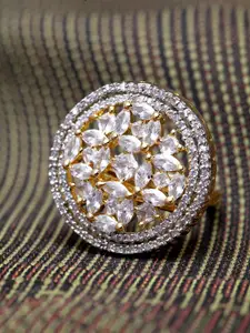 Bhana Fashion Gold-Plated AD-Studded Handcrafted Finger Ring