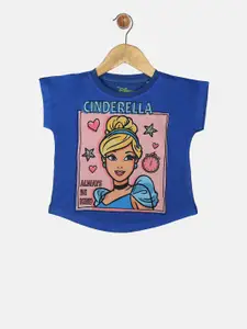 YK Disney Girls Blue Printed T-shirt