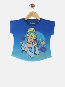 YK Disney Girls Blue Printed T-shirt