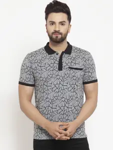 WILD WEST Men Grey Printed Polo Collar T-shirt