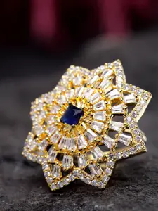 Bhana Fashion Gold-Plated AD-Studded Handcrafted Finger Ring