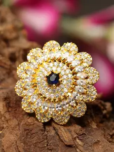 Bhana Fashion Gold-Plated AD-Studded Handcrafted Finger Ring