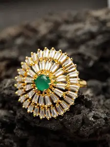 Bhana Fashion Gold-Plated AD-Studded Handcrafted Finger Ring