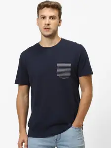 Celio Men Navy Blue Solid Round Neck T-shirt
