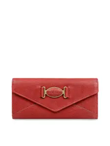 Hidesign Women Red Textured Leather Envelope Wallet