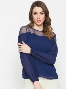 Marie Claire Women Blue Embellished Top