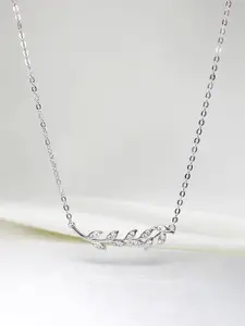 GIVA 925 Sterling Silver Rhodium Plated Leaf Necklace