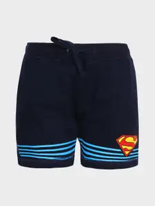 Kids Ville Boys Navy Blue Superman Printed Regular Fit Regular Shorts