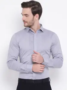 HARSAM Men Grey Slim Fit Solid Formal Shirt