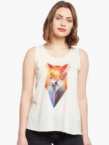 MACK JONNEY Women Cream-Coloured Printed Top