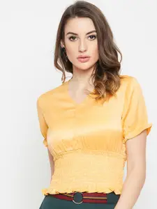 Marie Claire Women Yellow Solid Empire Top
