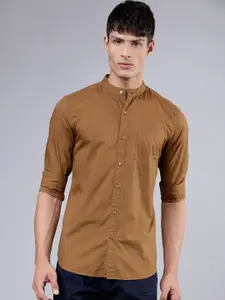 HIGHLANDER Men Khaki Brown Slim Fit Solid Casual Shirt