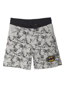 Kids Ville Boys Grey Batman Print Regular Fit Shorts