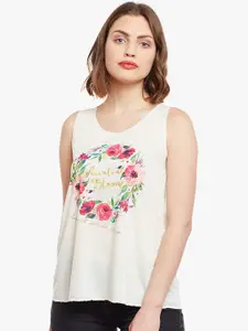 MACK JONNEY Women Cream-Coloured Printed Regular Top