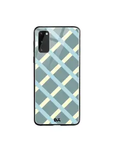 DailyObjects Teal & Off-White Diagonal Checks Samsung Galaxy S20 Glass Mobile Case Cover