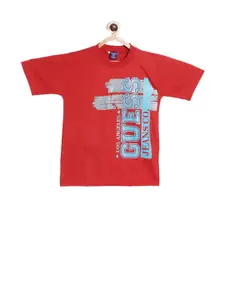 SWEET ANGEL Boys Red Printed Round Neck T-shirt