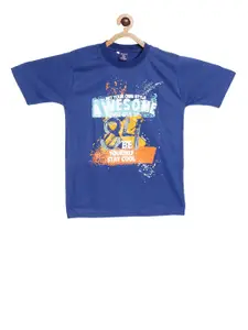 SWEET ANGEL Boys Blue Printed Round Neck T-shirt