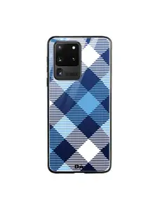 DailyObjects Blue & White Medium Static Nightfall Checks Samsung Galaxy S20 Ultra Glass Mobile Case Cover