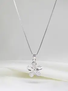 GIVA 925 Silver Flower Pendant With Link Chain