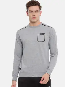 Proline Active Men Grey Melange Printed Sweatshirt