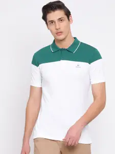 GANT Men Green& White Colourblocked Polo Collar T-shirt