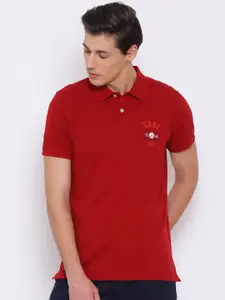 GANT Men Red Solid Polo Collar T-shirt