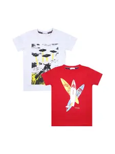Luke & Lilly Luke  Lilly Boys Pack of 2 Printed Round Neck Pure Cotton T-shirt