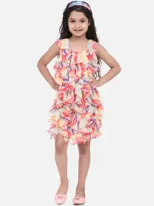 StyleStone Girls Multicoloured Printed Fit and Flare Dress