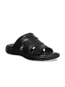Khadims Men Black Leather Comfort Sandals