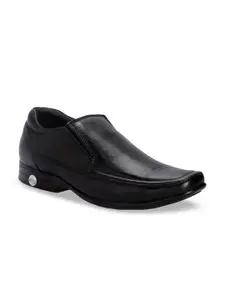 Khadims Men Black Solid British Walkers Leather Formal Slip-Ons