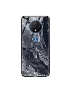 DailyObjects Black & Grey Marble OnePlus 7T Glass Mobile Case
