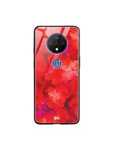 DailyObjects Red & Pink Large Marble Flowers OnePlus 7T Glass Mobile Case
