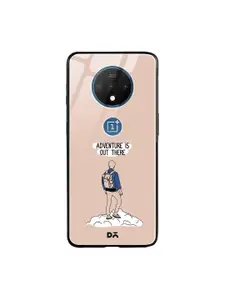 DailyObjects Brown & White Adventure Out OnePlus 7T Glass Mobile Case