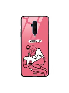DailyObjects Pink & White Wining Up OnePlus 7T Pro Glass Mobile Case