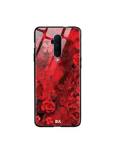 DailyObjects Red & Black Marble Flowers Glass OnePlus 7T Pro Mobile Case
