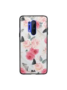 DailyObjects Blue & Pink Flowers Marble OnePlus 8 Pro Glass Mobile Cover
