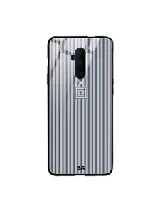 DailyObjects Grey & Blue Striped OnePlus 7T Pro Glass Mobile Cover