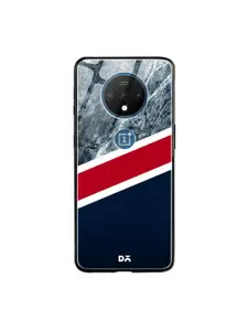 DailyObjects Navy Blue & Red Marble New England OnePlus 7T Glass Mobile Cover