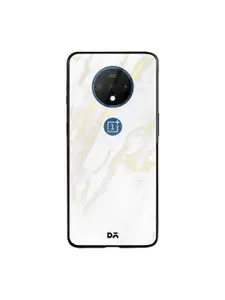 DailyObjects White & Beige Marble 2 OnePlus 7T Glass Mobile Case Cover