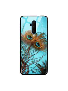 DailyObjects Blue & Brown 3 Peacock Feathers OnePlus 7T Pro Glass Mobile Case