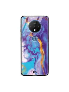 DailyObjects Purple & Blue Marble Thunder OnePlus 7T Glass Mobile Case
