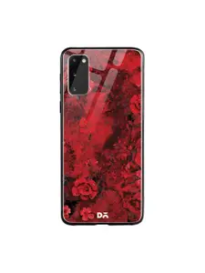 DailyObjects Red & Black Marble Flowers Samsung Galaxy S20 Glass Mobile Case