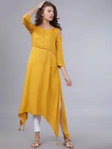 Vishudh Women Mustard Yellow Solid A-Line Kurta