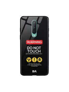 DailyObjects Black & Yellow Do Not Touch OnePlus 8 Glass Mobile Cover