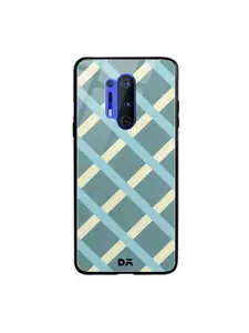 DailyObjects Teal Blue & White Diagonal Checks OnePlus 8 Pro Glass Mobile Case