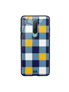 DailyObjects Blue & Yellow Quartet Checks 1 OnePlus 8 Glass Mobile Cover