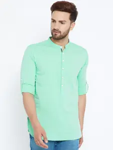 even Men Sea Green Solid Straight Kurta