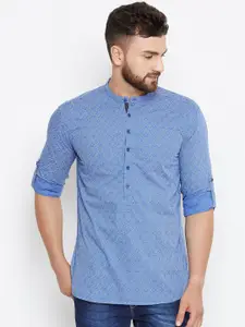 even Men Blue Printed Straight Kurta