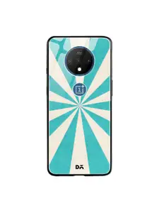DailyObjects Turquoise Blue & Off-White Aqua Starburst OnePlus 7T Glass Mobile Case Cover