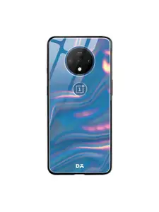 DailyObjects Teal Blue & Pink Holo Satin OnePlus 7T Glass Mobile Case
